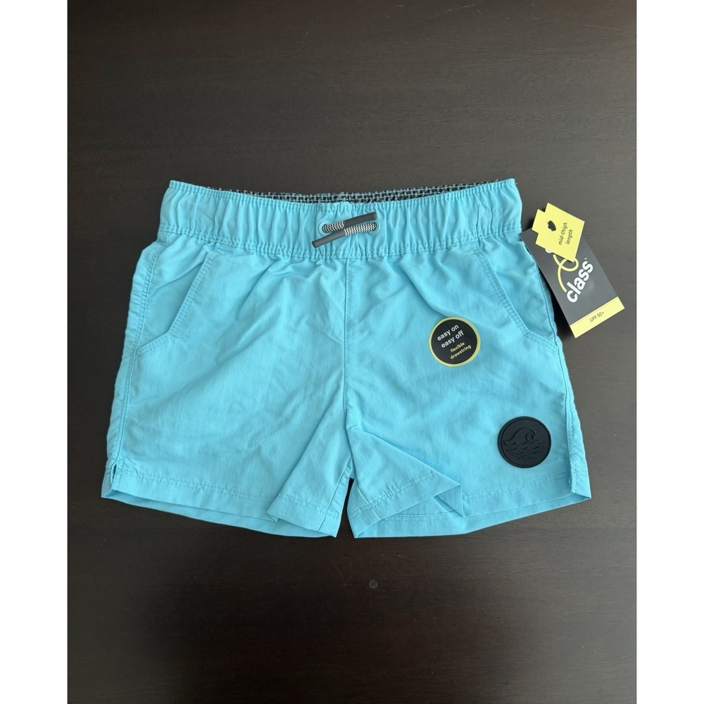 Art Class Easy On Easy Off with Pockets Boys Swim Trunks Blue Sz XS (4/5) NWT